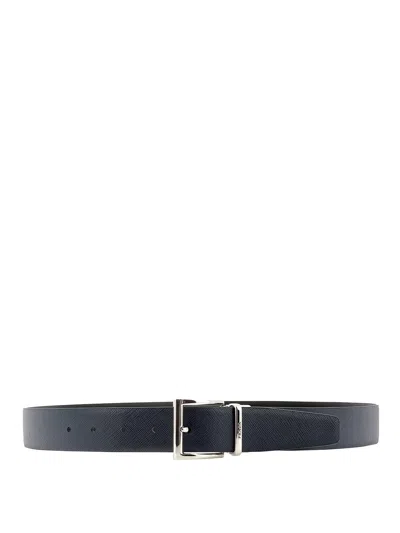 Prada Reversible Saffiano Belt In Black