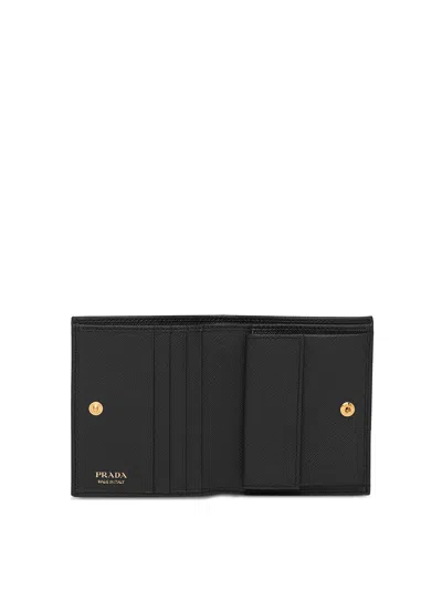 Prada Small Bi-fold Wallet In Black