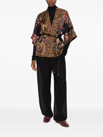 Etro Printed Silk Jacket In Brown