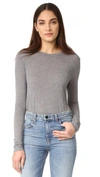 Alexander Wang T Classic Cropped Long Sleeve Tee In Heather Grey