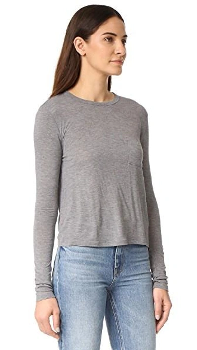 Shop Alexander Wang T Classic Cropped Long Sleeve Tee In Heather Grey