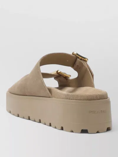 Prada Platform Sole Slides Open Toe Design