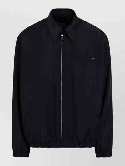 Prada Jacket Long Sleeves Point Collar Elasticated Hem In Black