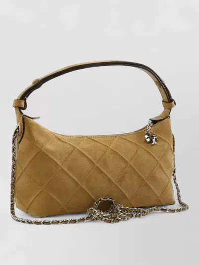 Tory Burch Fleming Suede Quilted Mini Shoulder Bag