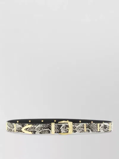 Pinko Python Belt Adjustable Length Snake Print Studs In Gray
