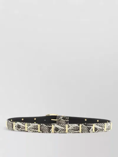 Pinko Python Belt Adjustable Length Snake Print Studs In Gray