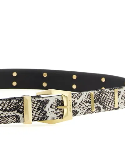 Pinko Python Belt Adjustable Length Snake Print Studs In Gray