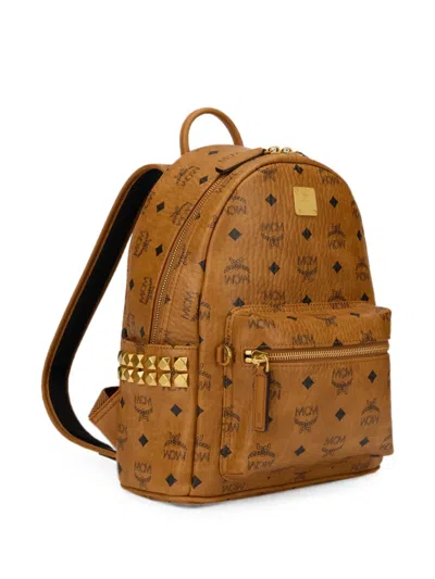 Mcm Stark Side Studs Backpack In Brown