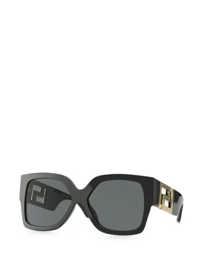 Versace Greca Square-frame Sunglasses In Black