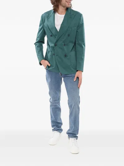 Corneliani Double-breasted Peak-lapel Jacket In Green