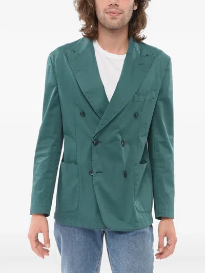 Corneliani Double-breasted Peak-lapel Jacket In Green