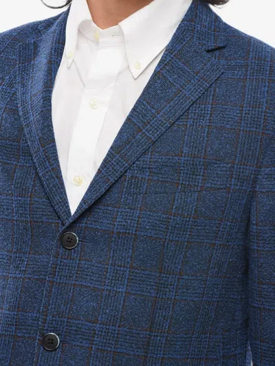 Corneliani Checked Single-breasted Blazer In Blue