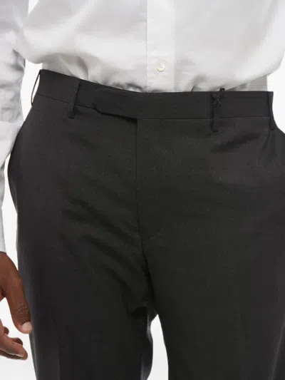 Corneliani Flat-front Wool Trousers In Grey