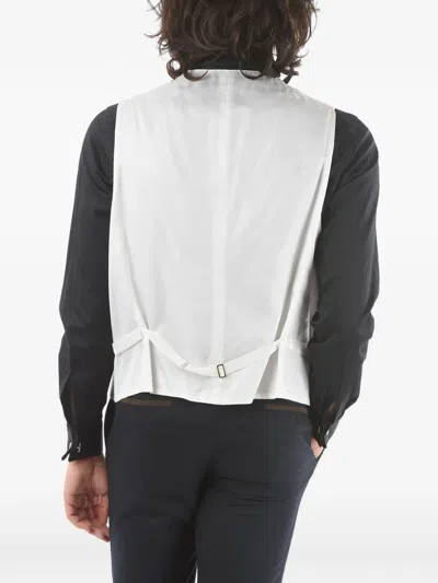 Corneliani Herringbone-pattern Silk Waistcoat In Grey