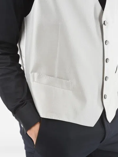 Corneliani Herringbone-pattern Silk Waistcoat In Grey