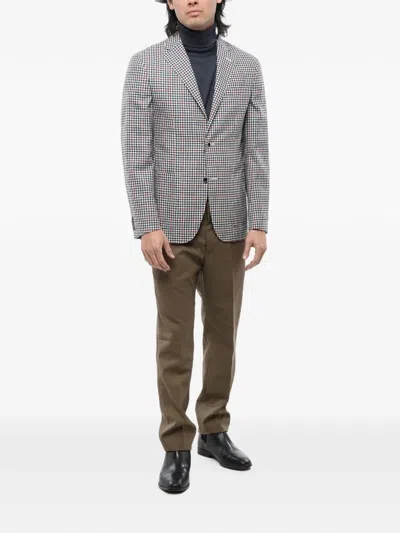 Corneliani Checked Wool Blazer In Neutrals