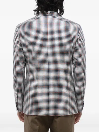 Corneliani Checked Wool Blazer In Neutrals