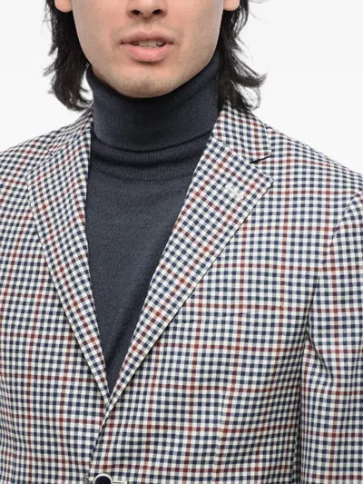Corneliani Checked Wool Blazer In Neutrals