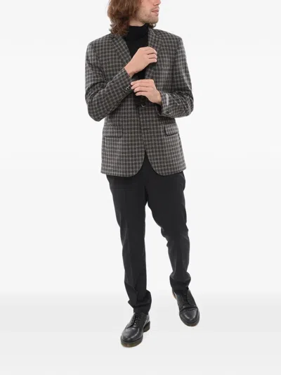 Corneliani Nino Danieli Checked Single-breasted Wool Blazer In Gray