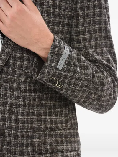 Corneliani Nino Danieli Checked Single-breasted Wool Blazer In Gray