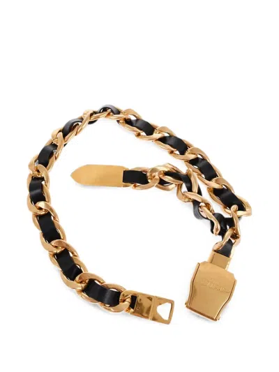 Balmain Chain-link Leather Belt In Red