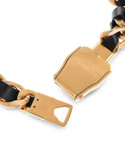 Balmain Chain-link Leather Belt In Red