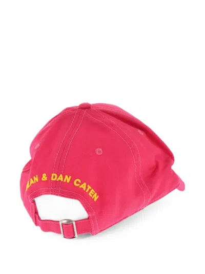 Dsquared2 Logo-embroidered Distressed Baseball Cap In Pink