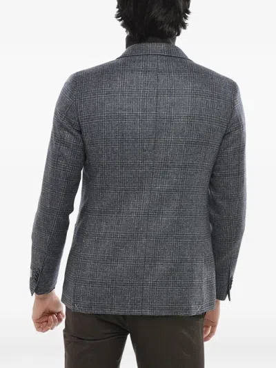 Corneliani Check-pattern Wool Blazer In Grey