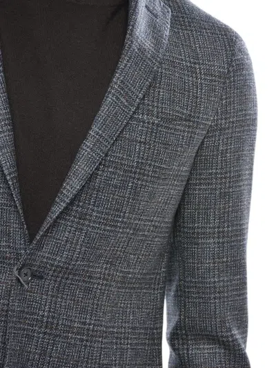 Corneliani Check-pattern Wool Blazer In Grey