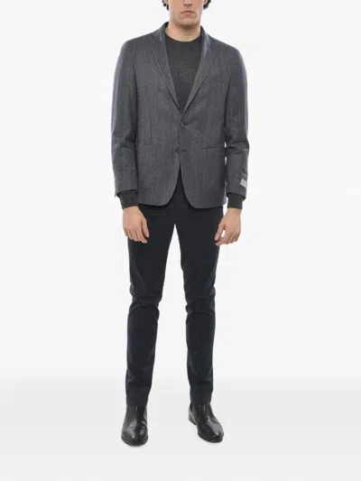 Corneliani Single-breasted Blazer In Grey