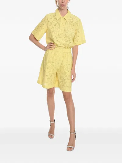 Samsoe & Samsoe Perforated-pattern Karen Shorts In Yellow