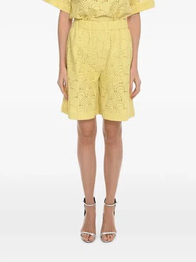 Samsoe & Samsoe Perforated-pattern Karen Shorts In Yellow