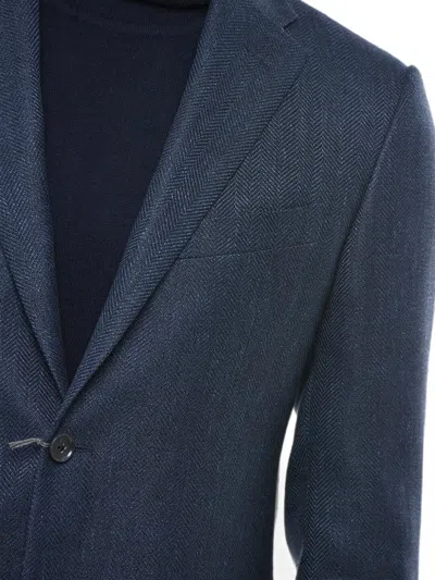 Corneliani Herringbone Single-breasted Blazer In Blue