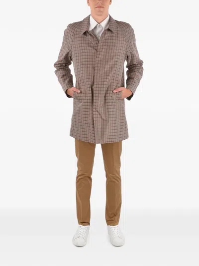 CHECKED-PATTERN SINGLE-BREASTED COAT