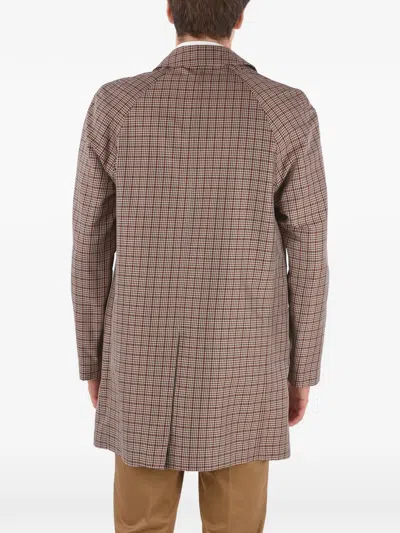CHECKED-PATTERN SINGLE-BREASTED COAT