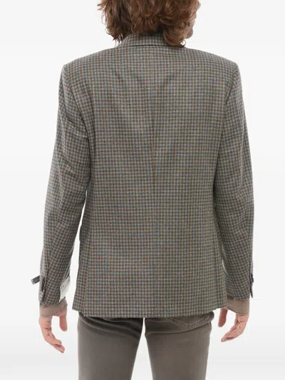 Corneliani Checked Single-breasted Wool Blazer In Gray