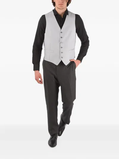 Corneliani Single-breasted Wool Waistcoat In Grey