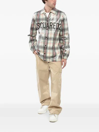 Dsquared2 Check-pattern Coated Overshirt In Multi