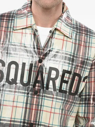 Dsquared2 Check-pattern Coated Overshirt In Multi