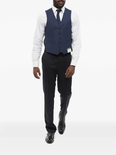 Corneliani Leader Wool Waistcoat In Blue