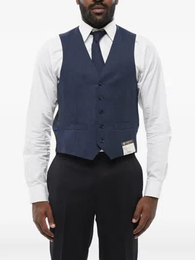 Corneliani Leader Wool Waistcoat In Blue