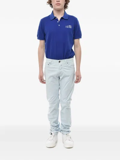Corneliani Id Embroidered Jeans In Blue