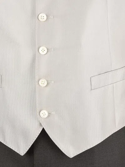 Corneliani Herringbone-pattern Silk Waistcoat In Neutrals