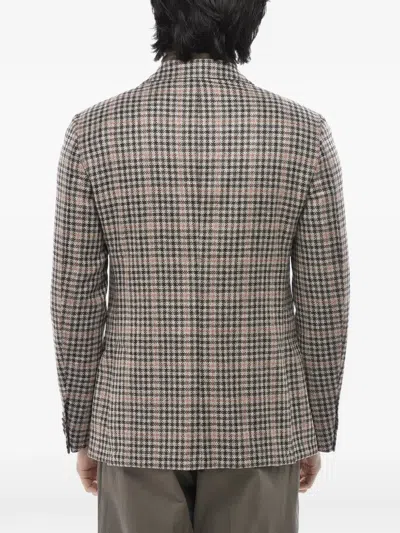 Corneliani Gingham-check Single-breasted Jacket In Gray
