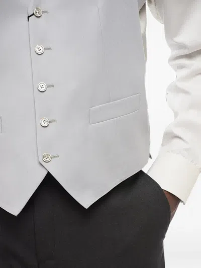 Corneliani Single-breasted Wool Waistcoat In Grey