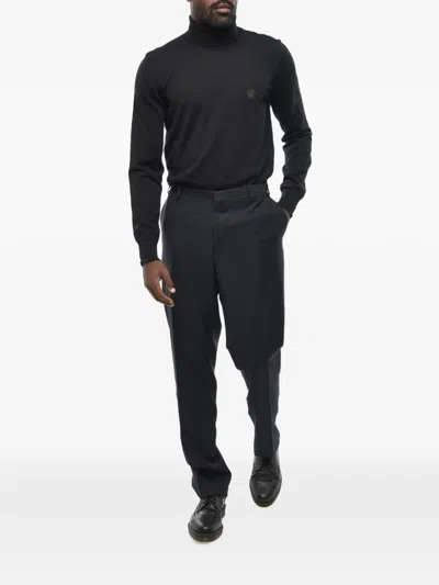 Corneliani Pinstriped Wool Trousers In Black