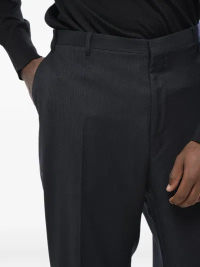 Corneliani Pinstriped Wool Trousers In Black