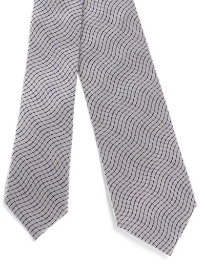 Corneliani Geometric-print Adjustable-collar Tie In Gray