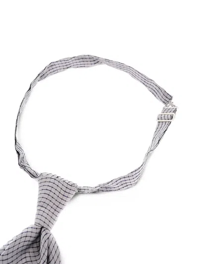 Corneliani Geometric-print Adjustable-collar Tie In Gray