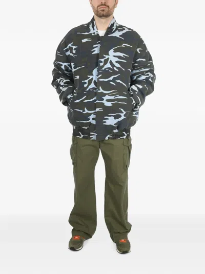 We11 Done Camouflage-print Oversized Bomber Jacket In Black